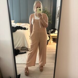 Shop Stevie Orange Gingham Jumpsuit